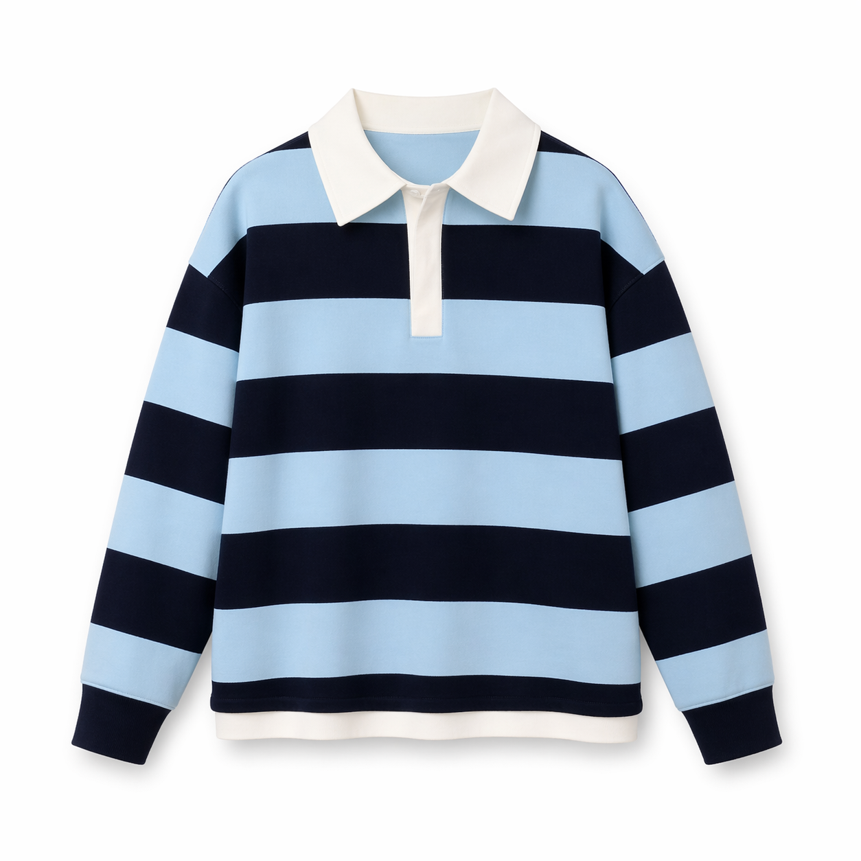 Oversized Blue and Navy Striped Rugby Shirt