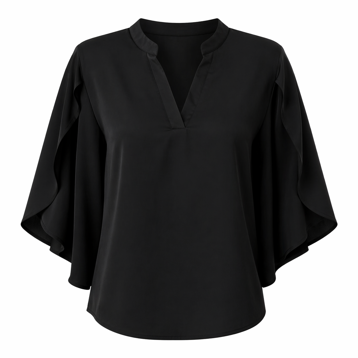 Women's V-Neck Split Sleeve Fluid Blouse