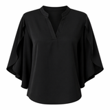 Women's V-Neck Split Sleeve Fluid Blouse