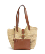 Large Woven Straw Tote Bag with Leather Handles - view 4