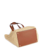 Large Woven Straw Tote Bag with Leather Handles - view 5
