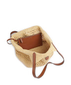 Large Woven Straw Tote Bag with Leather Handles - view 6